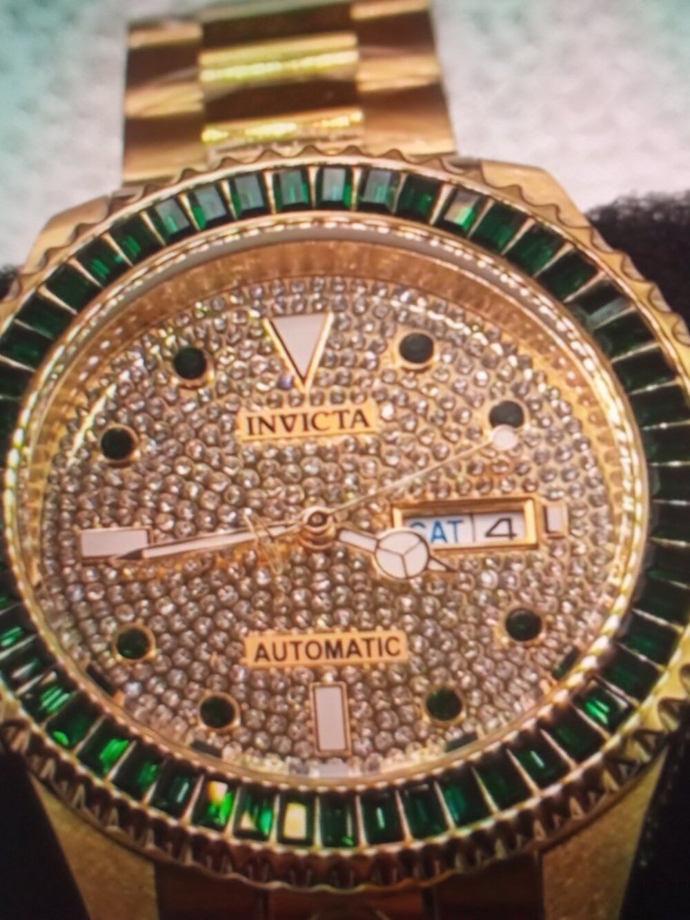 Invicta Automatic Real Crystals Dial &Bezel Golden Grand Diver Watch new in Box